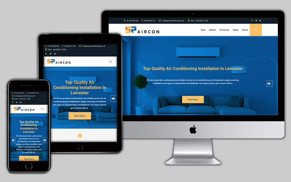 SP Aircon project, web design leicester